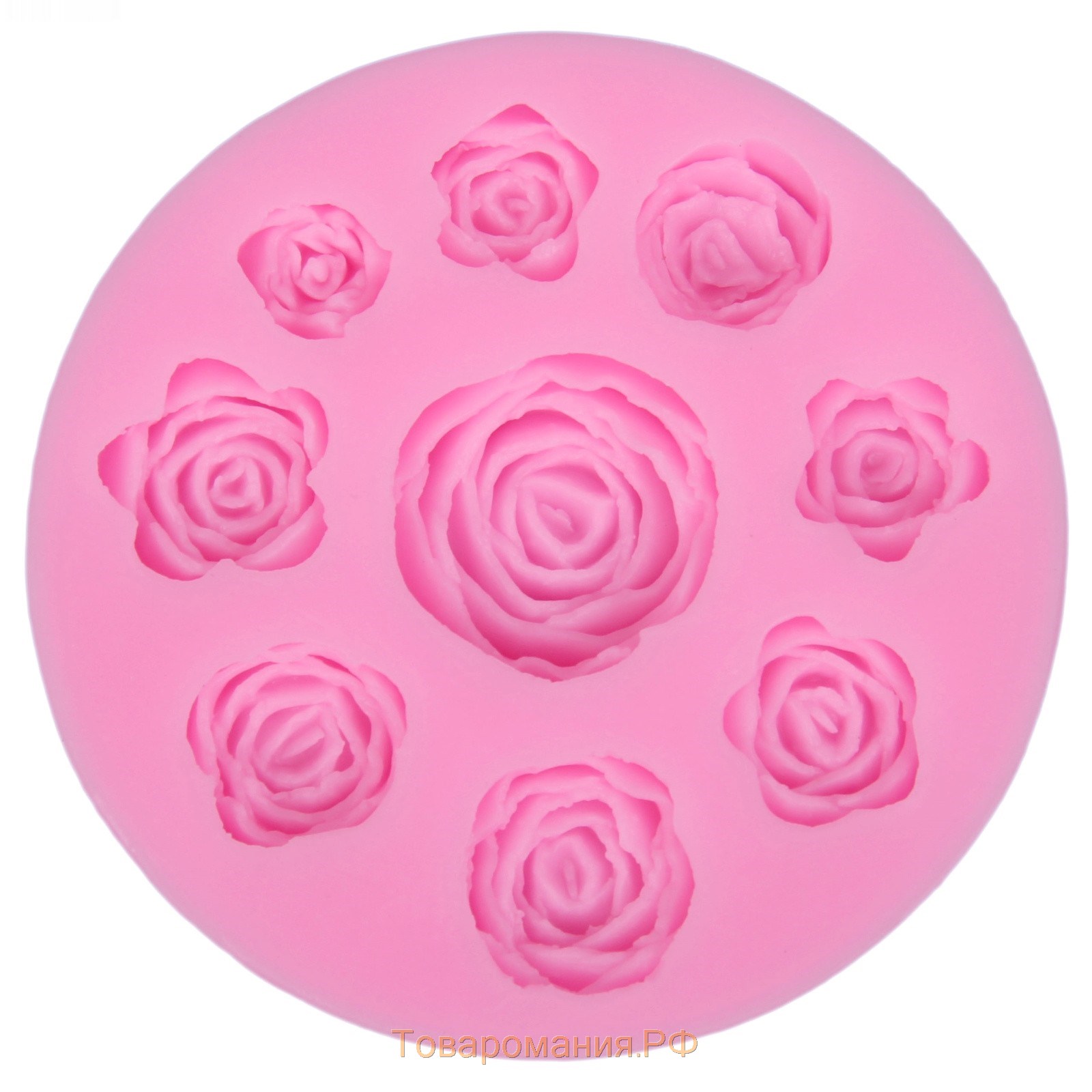 Молд «Круговорот роз», силикон, d=8 см, цвет розовый