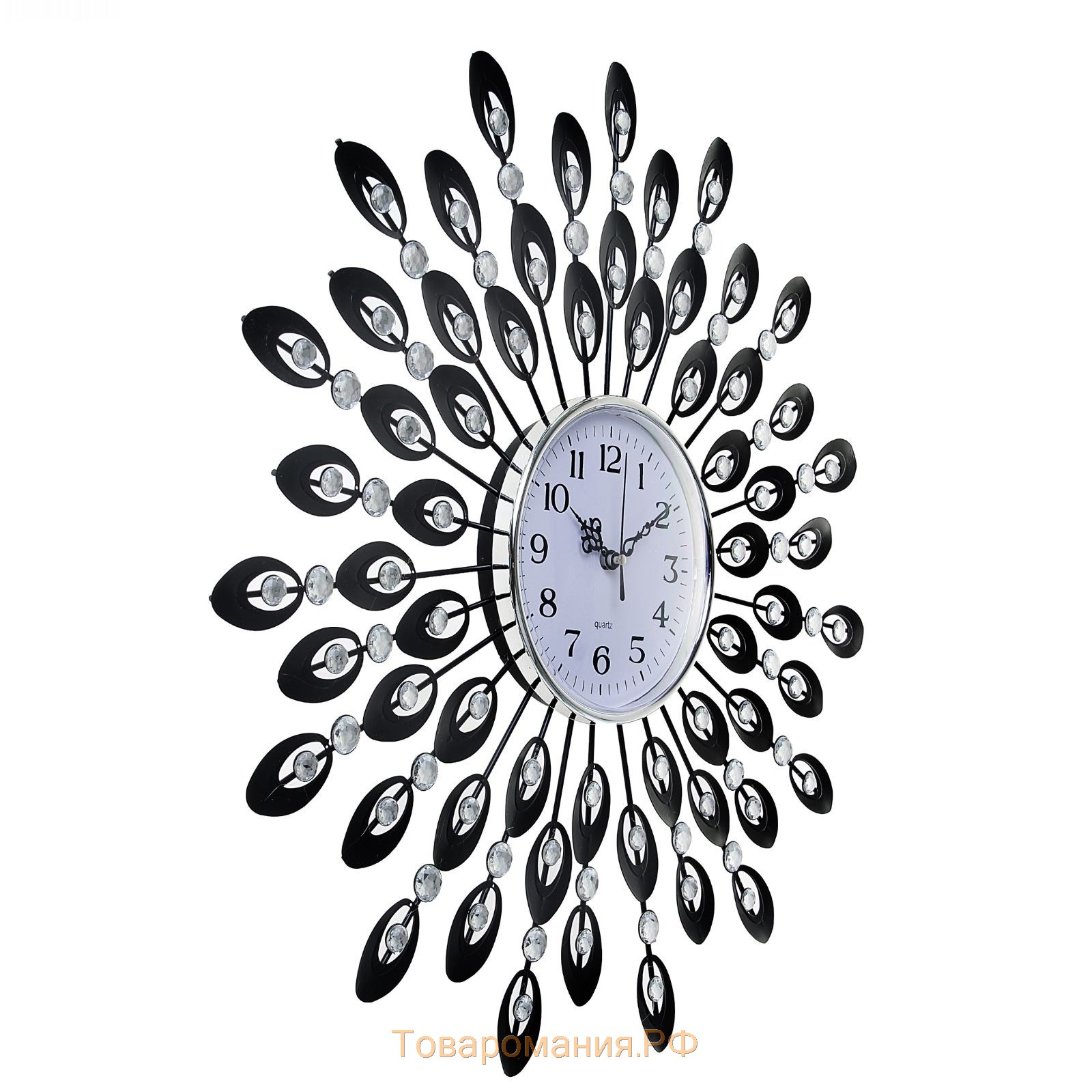 Часы настенные, серия: Ажур, "Перья павлина", плавный ход, d-48 см, циферблат 14 см