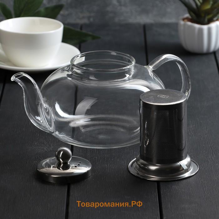 Чайник стеклянный заварочный с металлическим ситом «Калиопа», 1 л