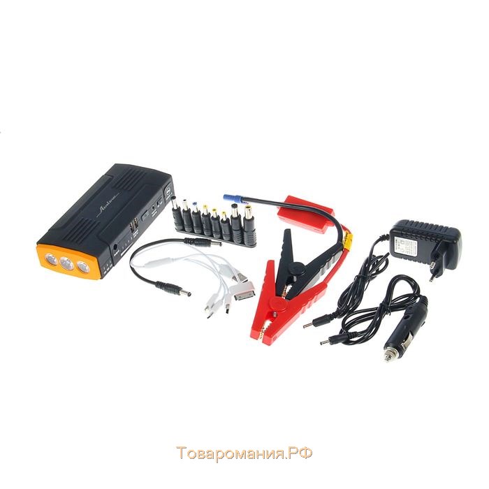 Аккумулятор внешний универсальный, 13800 мАч, 2хUSB 5V 2A, 12V/16V/19V, фонарь, пуск ДВС