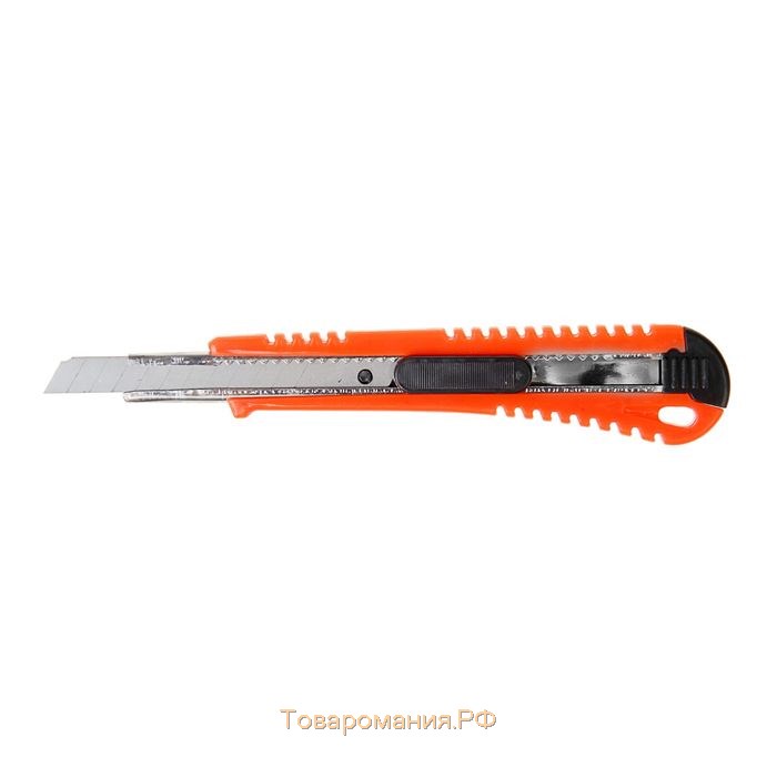 Нож универсальный ЛОМ, пластиковый корпус, металлическая направляющая, 9 мм