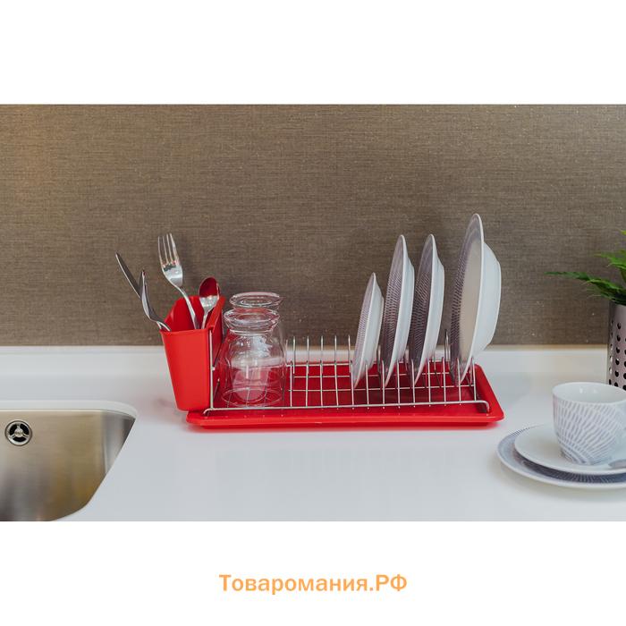 Сушилка для посуды с поддоном, 38,5×21,5×12,5 см, цвет МИКС