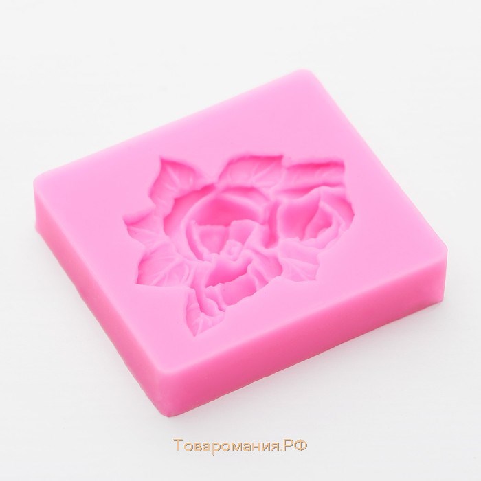 Молд «Букет роз», силикон, 4,5×5 см, цвет розовый