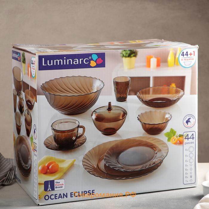 Столовый сервиз Luminarc Ocean Eclipse, 44 предмета, стекло, коричневый