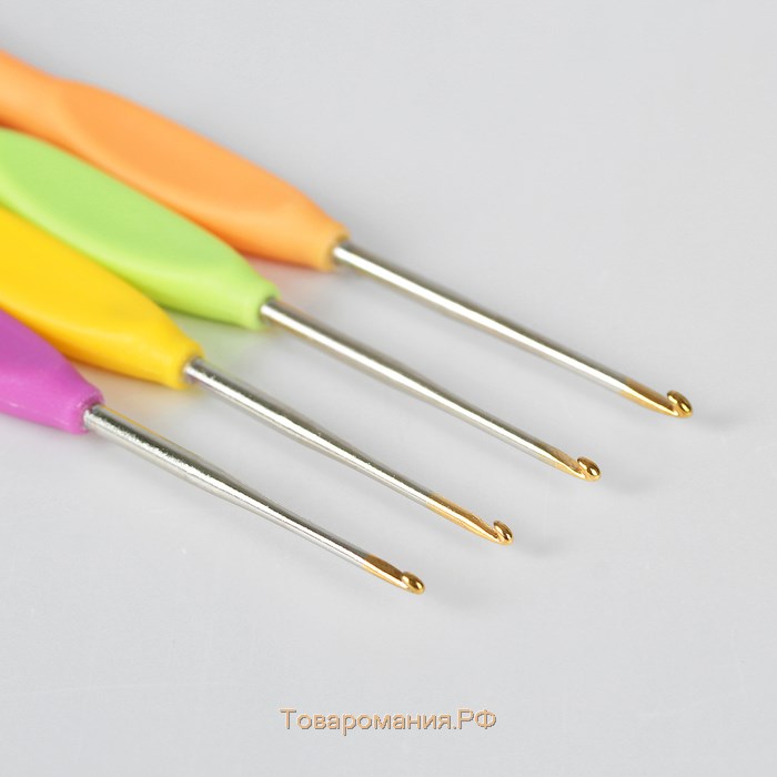 Набор крючков для вязания, с пластиковой ручкой, d = 0,8-2 мм, 8 шт, цвет разноцветный