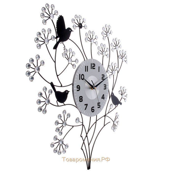 Часы настенные, серия: Ажур, "Весенний букет", плавный ход, d-22 см, 60 x 60 см