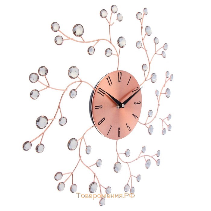 Часы настенные, серия: Ажур, "Цветы сакуры", плавный ход, d-38 см, циферблат 13 см