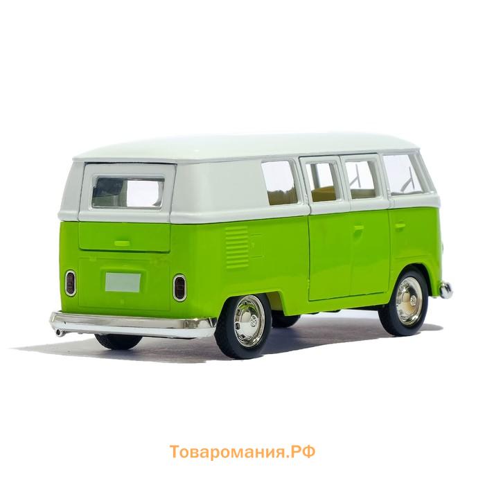 Машина металлическая VOLKSWAGEN TRANSPORTER T1, 1:32, открываются двери, инерция, цвет красный