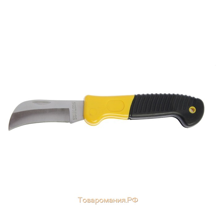 Нож универсальный складной ТУНДРА, 2К рукоятка, изогнутое лезвие, нержавеющая сталь