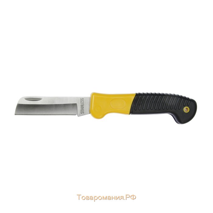 Нож универсальный складной ТУНДРА, 2К рукоятка, прямое лезвие, нержавеющая сталь