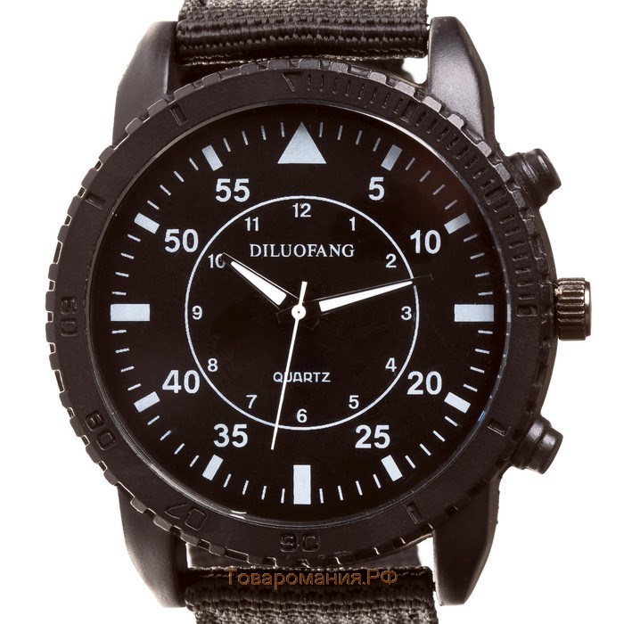 Часы наручные мужские "Солдат", d-4.5 см, ремешок l-22 мм, черные