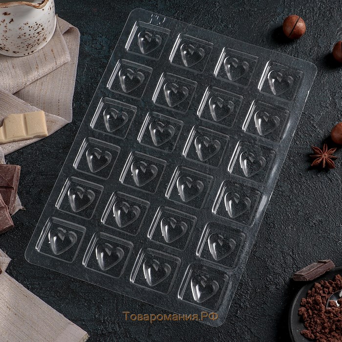 Форма для шоколада и конфет «Любовь», 27×18 см, 24 ячейки