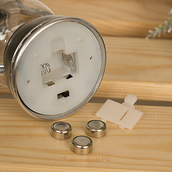 Светодиодная фигура «Серебристый фонарь» 8 × 12 × 6 см, пластик, батарейки AG13х3, свечение тёплое белое