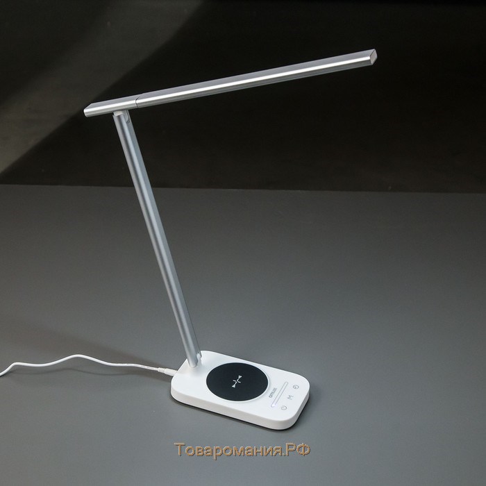 Настольная лампа Ньютон, 9Вт LED, 720лм, 3000-4000K, белый, серебро