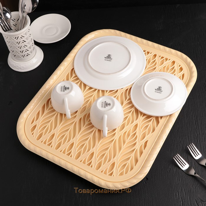 Поднос с вкладышем для сушки посуды «Колос», 45,5×36 см, цвет МИКС