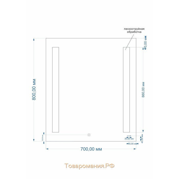 Зеркало Cersanit LED 020 Base, 70x80 см, с подсветкой