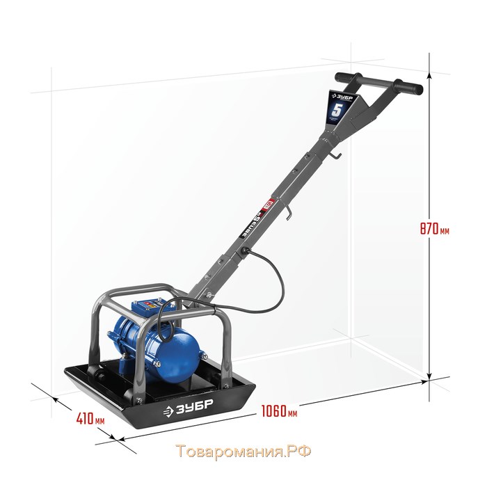 Виброплита электрическая "ЗУБР" ЗВПЭ-5 Г, серия "Профессионал", 550Вт, глубина уплот-я 200мм