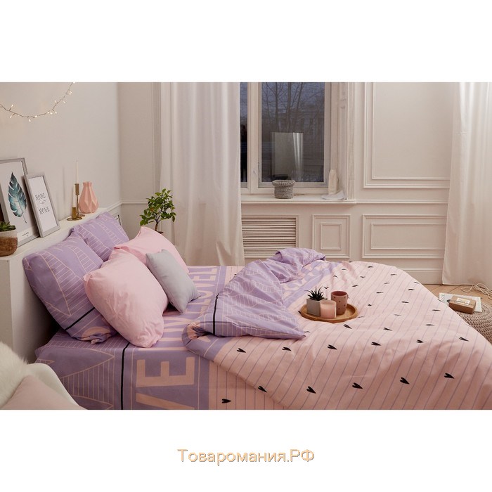 Постельное бельё «» 2 сп Violet love 175*215 см, 200*220 см, 70*70 см - 2 шт