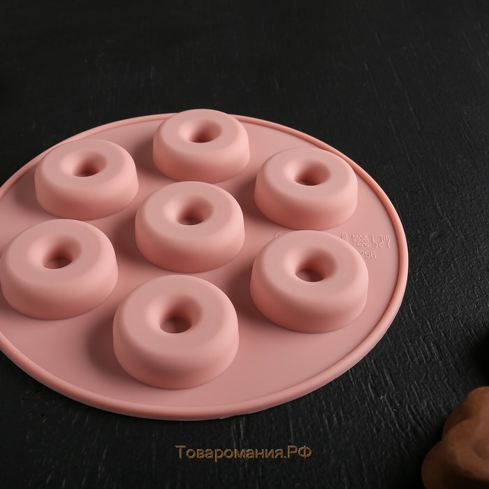 Форма для украшений «Пончики», силикон, 15,5×1,3 см, 7 ячеек, цвет МИКС