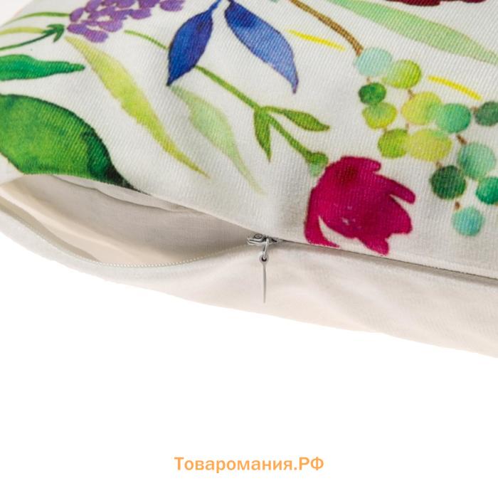 Наволочка декоративная  "Цветы", 40х40 см, полиэстер