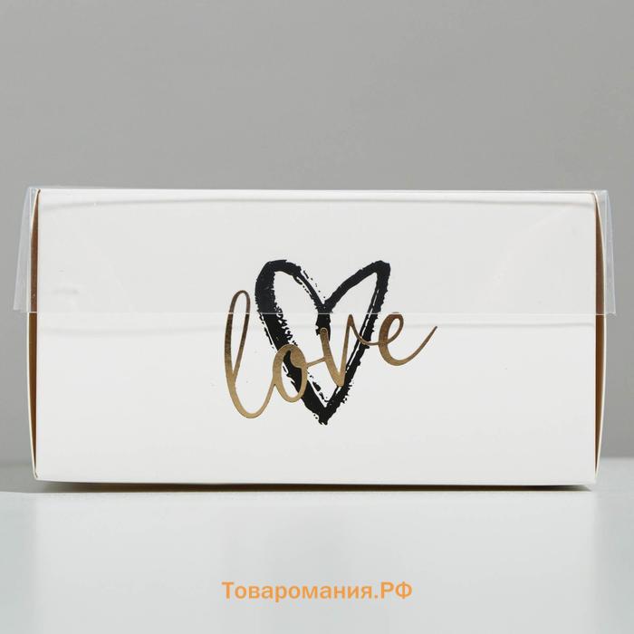 Коробка для кондитерских изделий с PVC крышкой Love, 11.5 х 11.5 х 6 см