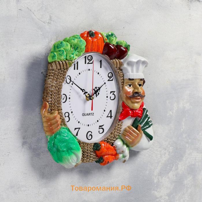 Часы настенные, серия: Кухня, "Овощи", плавный ход, d-17 см, 27 х 34 см