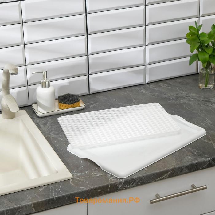 Поднос с вкладышем для сушки посуды, 42,5×27 см, цвет белый