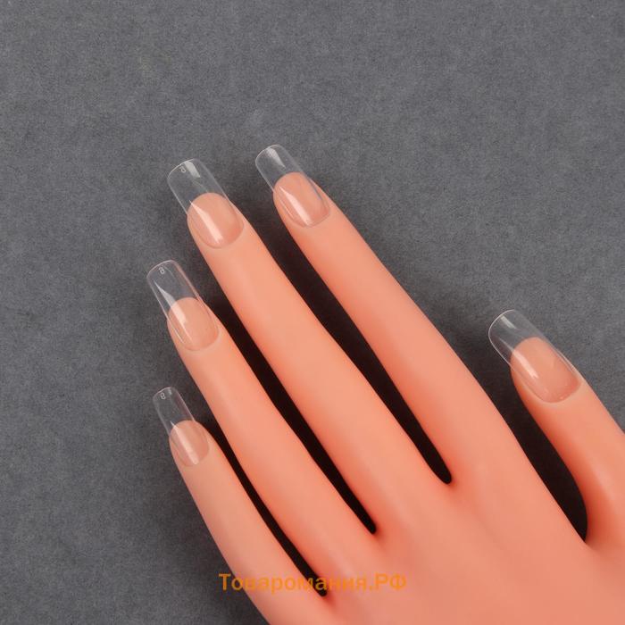 Типсы для наращивания ногтей, 500 шт, форма мягкий квадрат, 10 размеров, цвет прозрачный