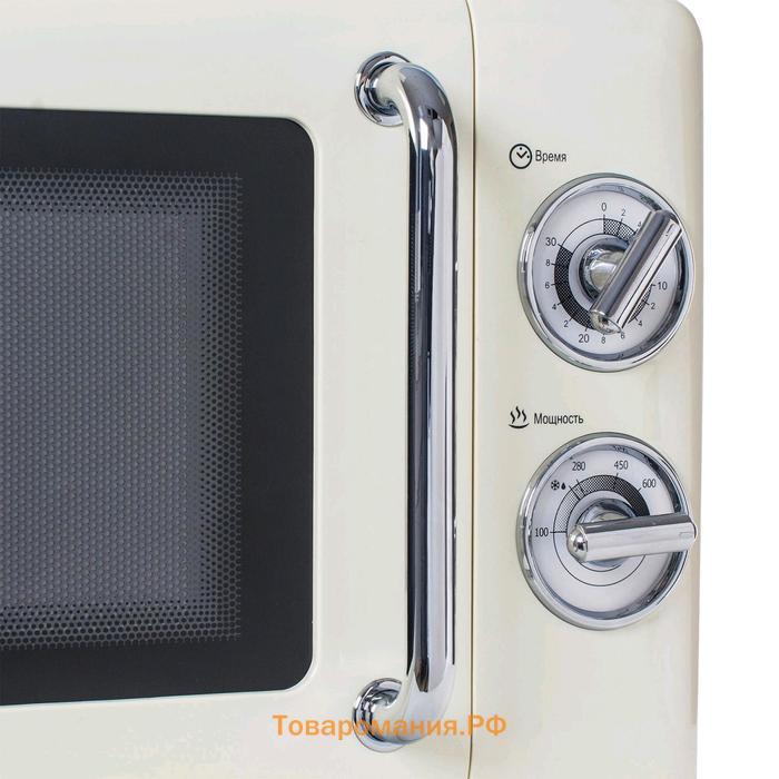 Микроволновая печь Tesler MM-2045 BEIGE, 700 Вт, 20 л, 6 режимов, таймер, бежевая