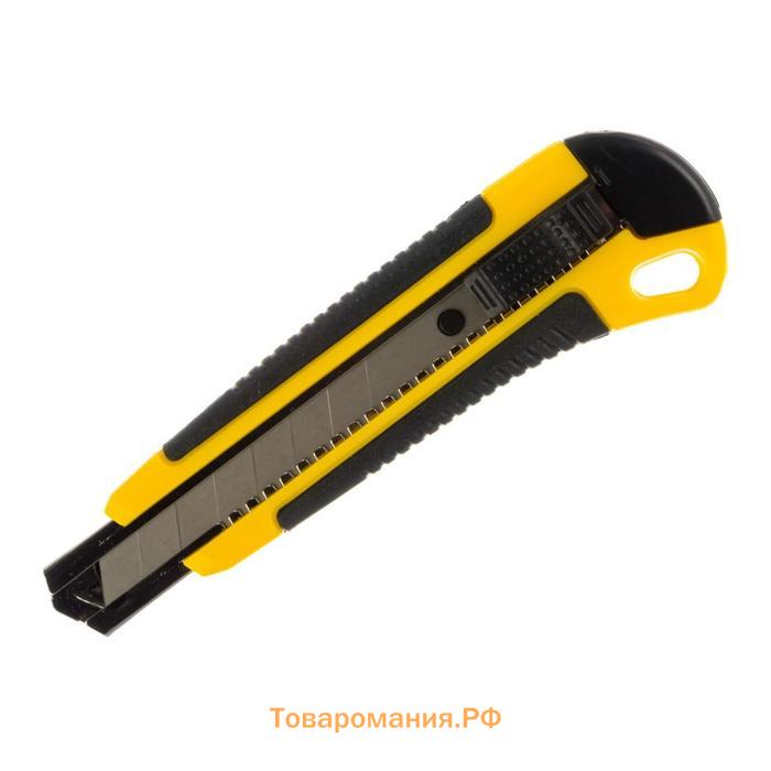 Нож REXANT 12-4901, ABS пластик обрезиненный, сегментированное лезвие, 18 мм