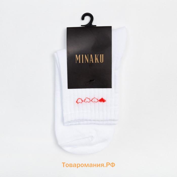 Носки женские MINAKU «Сердечки», цвет белый, размер 38-39 (25 см)