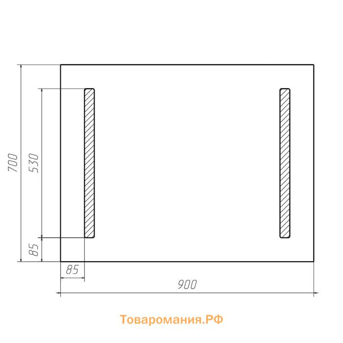 Зеркало Домино Good Light 2-90, с подсветкой, 700х900 мм