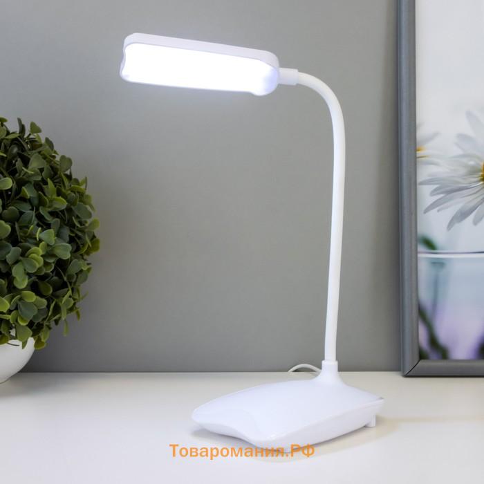 Настольная лампа "Лайт" LED 3Вт USB (80см) белый 12,5х12,5х23 см RISALUX