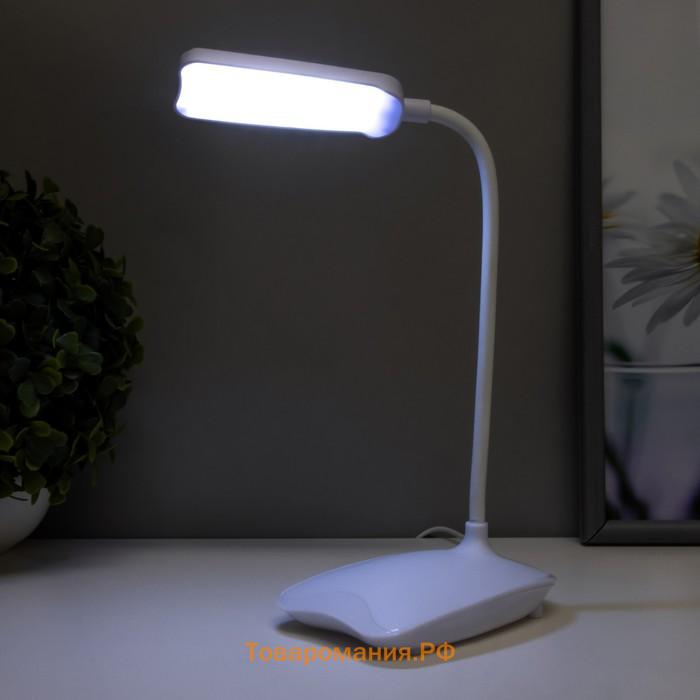 Настольная лампа "Лайт" LED 3Вт USB (80см) белый 12,5х12,5х23 см RISALUX