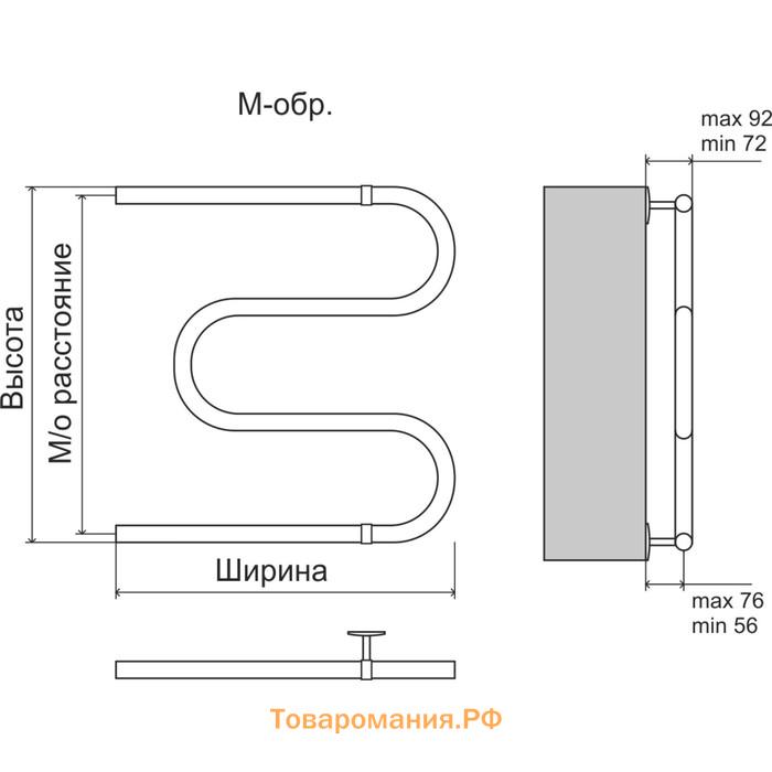 Полотенцесушитель водяной TERMINUS AISI 25, эконом, М-образный, 600х500 мм, хром