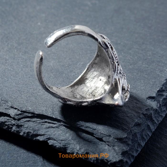 Кольцо «Перстень» сокол, цвет чернёное серебро, безразмерное