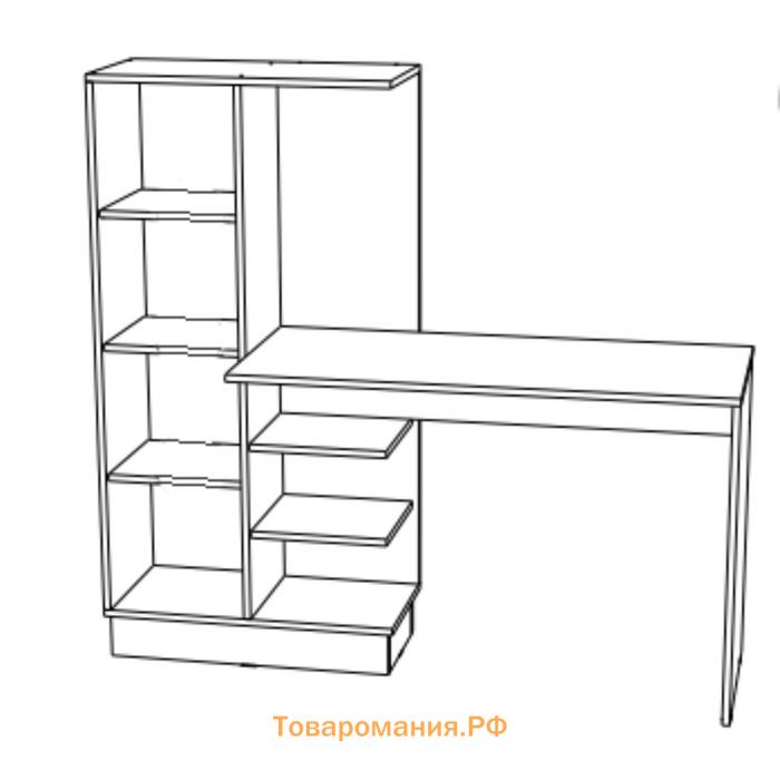 Стол компьютерный №1 Вега Позитив, 1450х500х1350, Белый/Бетон темный