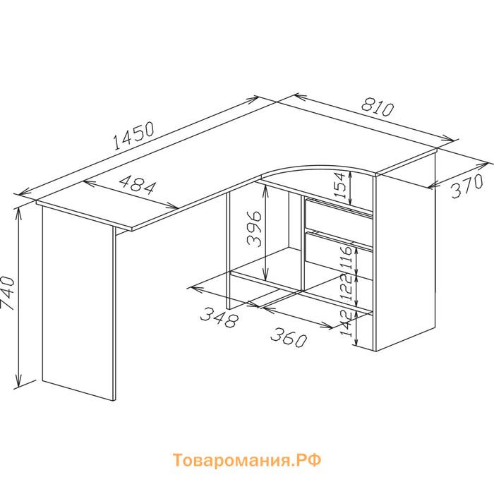 Компьютерный стол «СПм-25», 1450×810×740 мм, угловой, правый, цвет бетон