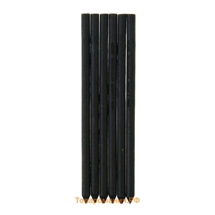 Набор угля художественного искусственного для цанговых карандашей Koh-I-Noor 8673, B, D=5.6 мм, L=120 мм, 6 штук в наборе
