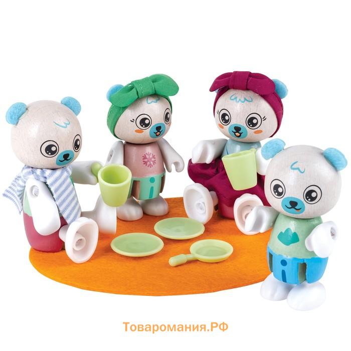 Игрушки фигурки животных «Семья белых медведей», 4 предмета