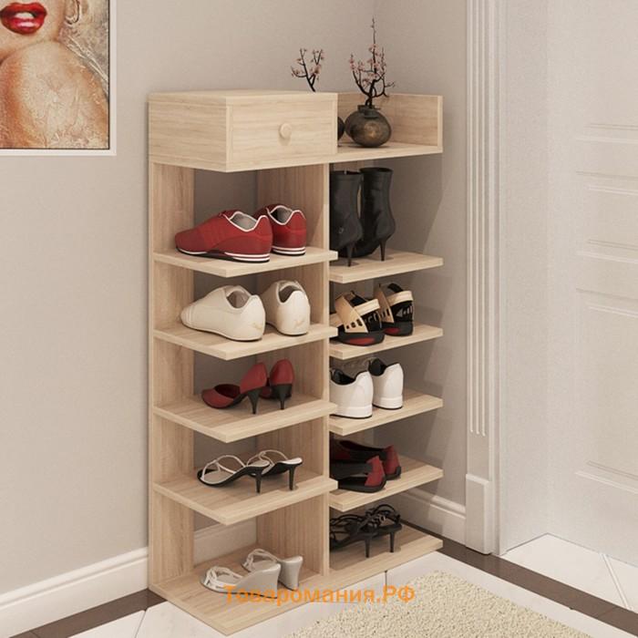 Обувница, этажерка для обуви «КарлСон24» Scandi, 35 х 50 х 110 см, цвет дуб сонома