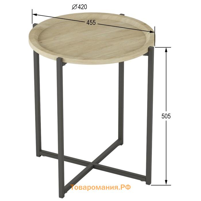 Стол журнальный «Бьёрн», 420 × 420 × 505 мм, цвет дуб санремо / чёрный