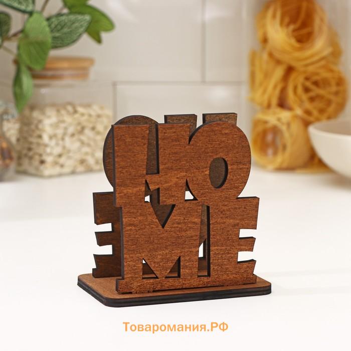 Салфетница деревянная Home, 12×8×11,9 см, коричневая