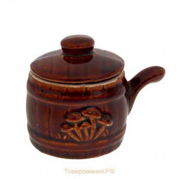 Кокотница с крышкой "Бочка", керамика, 0.2 л