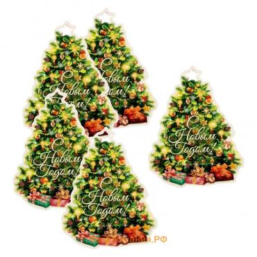 Шильдик декоративный на подарок «Новогодняя ёлка», 7,6 × 10 см
