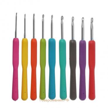 Набор крючков для вязания, d = 2-6 мм, 14 см, 9 шт, цвет разноцветный