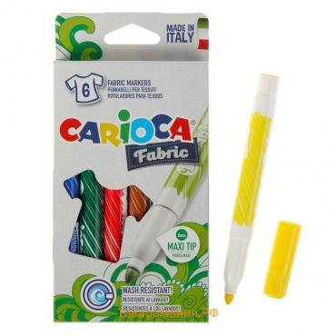 Фломастеры для ткани 6 цветов Carioca "Fabric Liner" 6.0 мм, картон, европодвес
