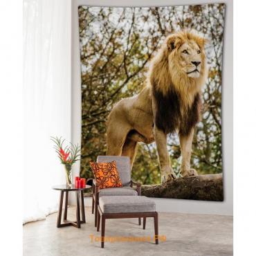 Декоративное панно с фотопечатью «Лев-наблюдатель», вертикальное, размер 100х150 см