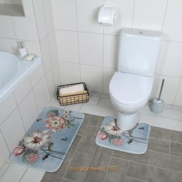 Набор ковриков для ванной и туалета «Весна», 2 шт, 40×45, 45×75 см