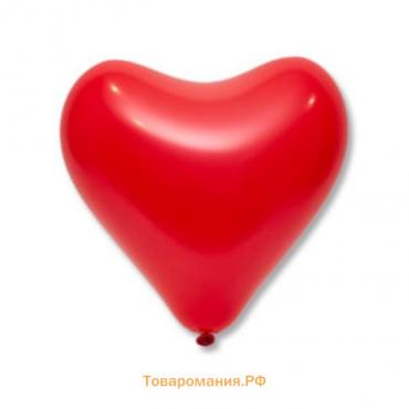 Шар латексный 12", сердце, стандарт, набор 50 шт., цвет красный